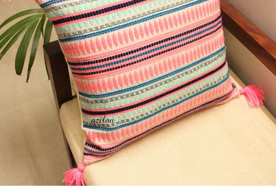 Pink handloom handmade cushion covers at ₹750 Azilaa