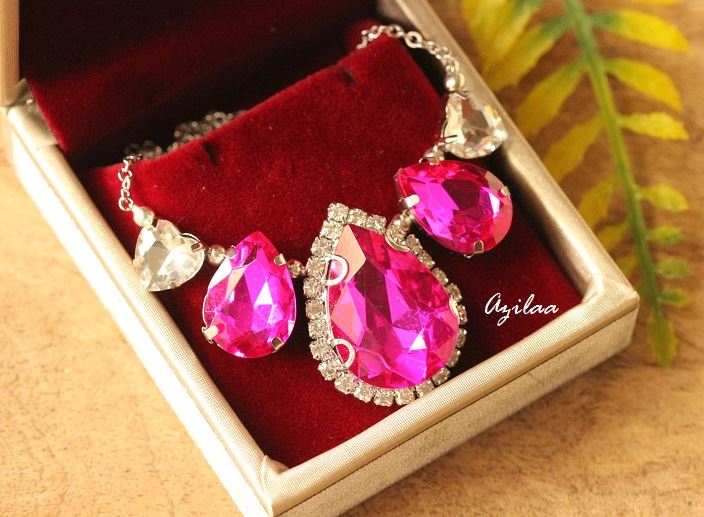 Pink pendant Crystal CZ pendant necklace