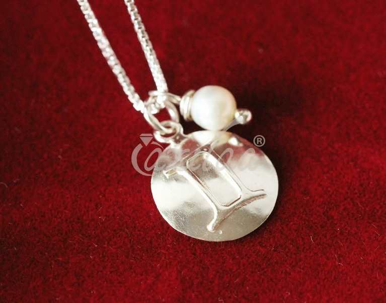 Gemini Zodiac Sterling silver pearl charm Pendant