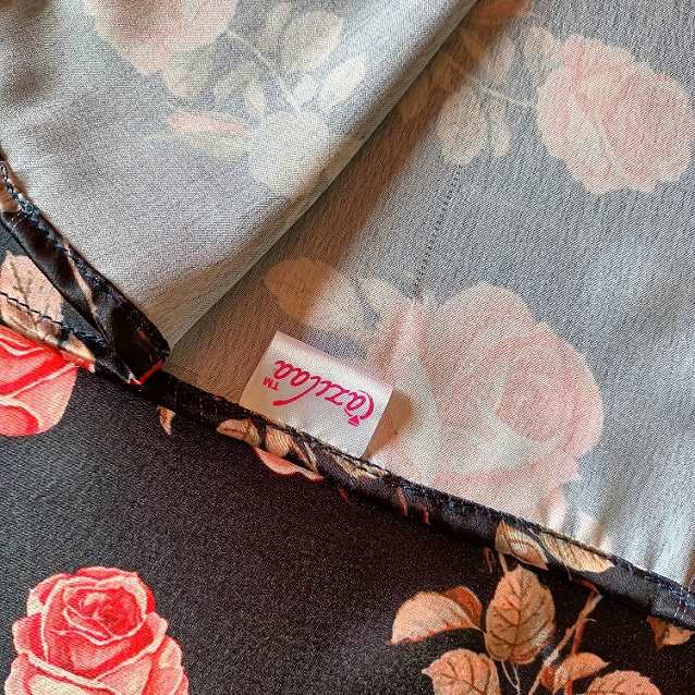 Premium red and black floral square satin scarf set of 2