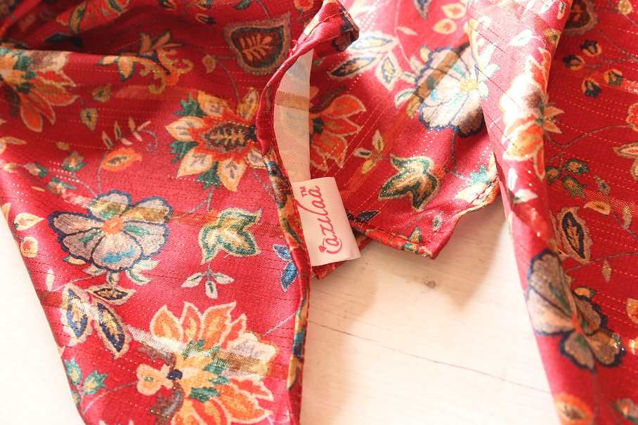 Premium red and black floral square satin scarf set of 2