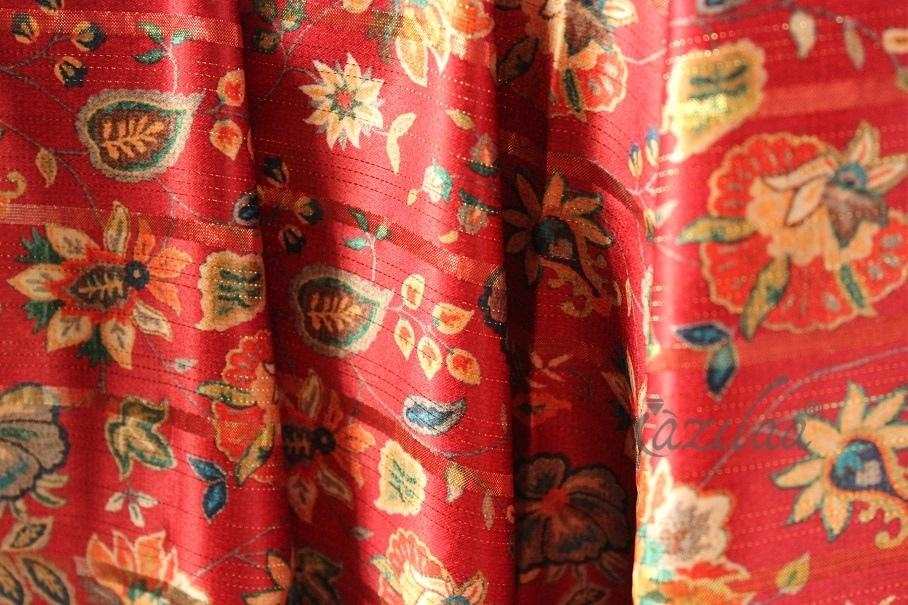 Premium red and black floral square satin scarf set of 2