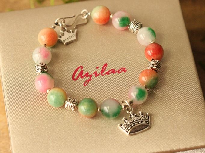 Princess  charm gemstone beaded handmade bracelet