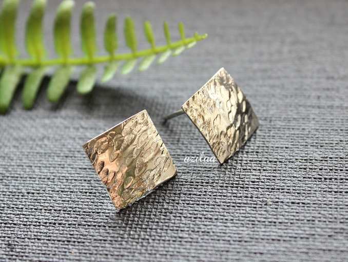 Quirky square sterling silver geometric designer earrings