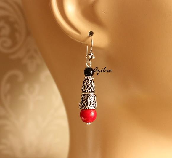 Red Coral beads necklace set, Antique silver Laxmi pendant set