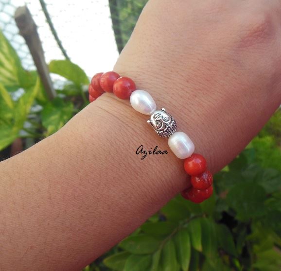 Red Coral bracelet Buddha handmade beaded bracelet