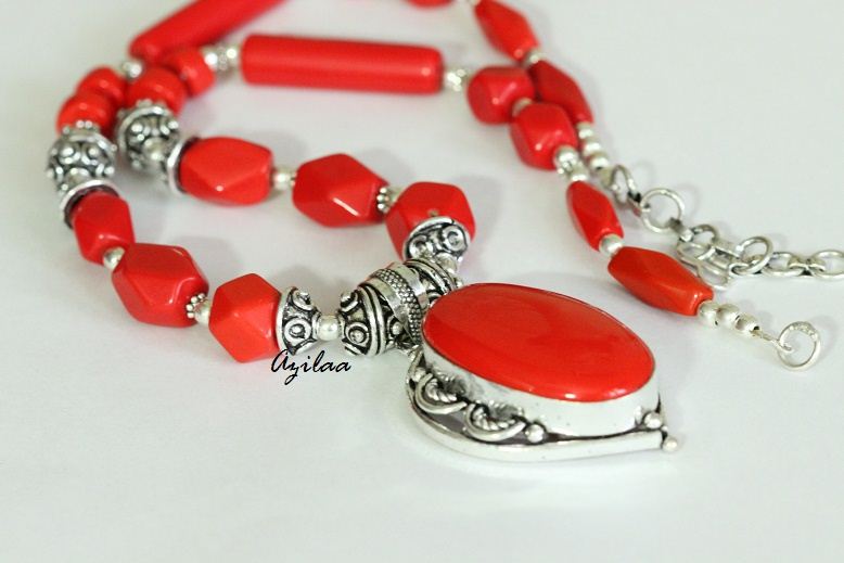 Red quartz beaded necklace set