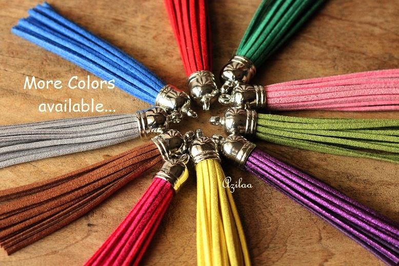 Rose pink trendy tassel gemstone beaded pendant necklace