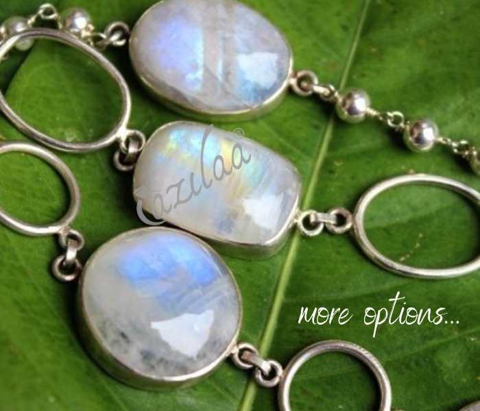 Round Moonstone sterling silver handmade gemstone bracelet