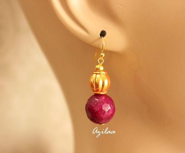 Ruby pink Golden peacock Statement handmade necklace set