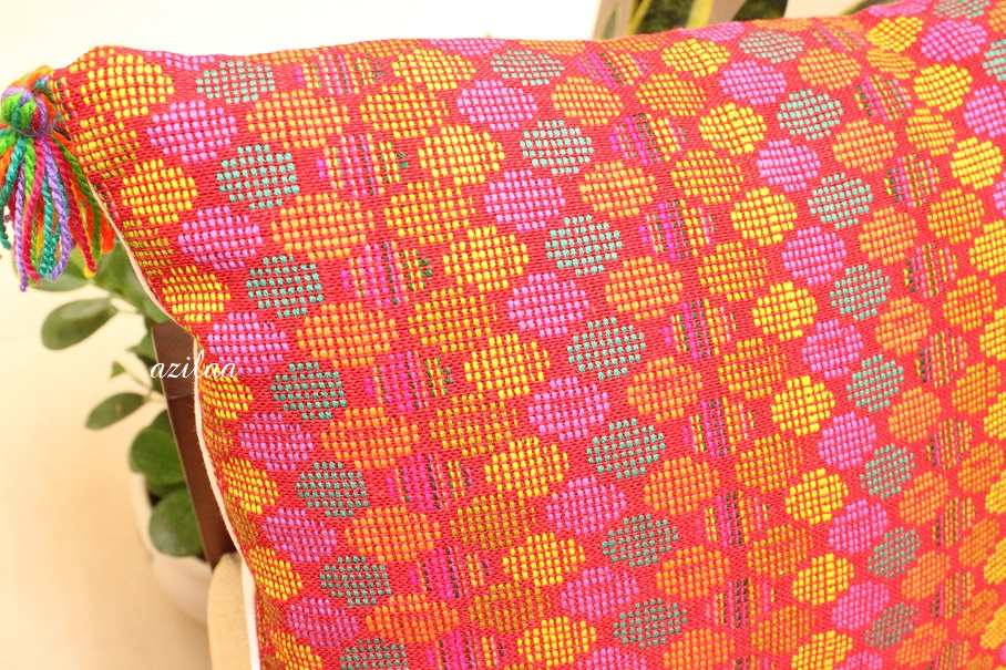 Rust geometric handloom handmade cushion cover