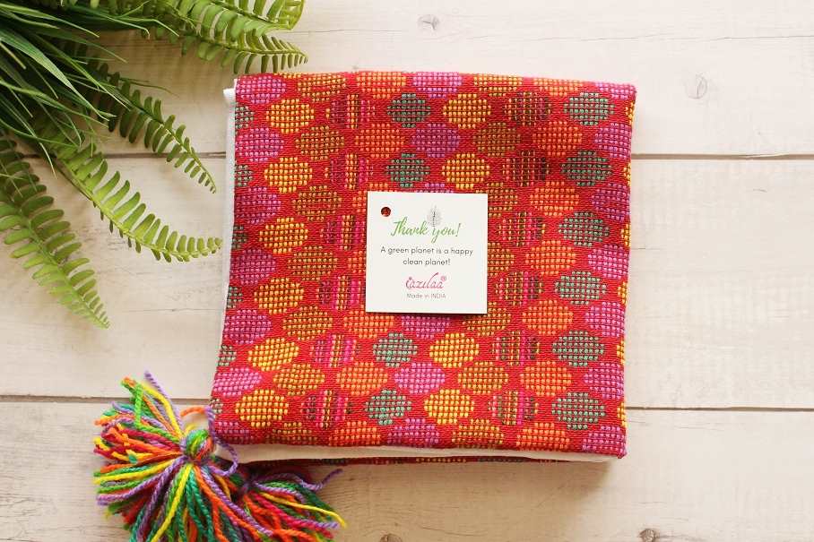 Rust geometric handloom handmade cushion cover
