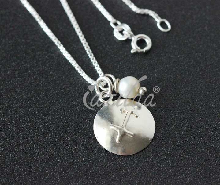 Sagittarius  Zodiac Sterling silver pearl charm Pendant