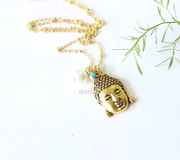 Simplicity Buddha pendant gold plated chain necklace 