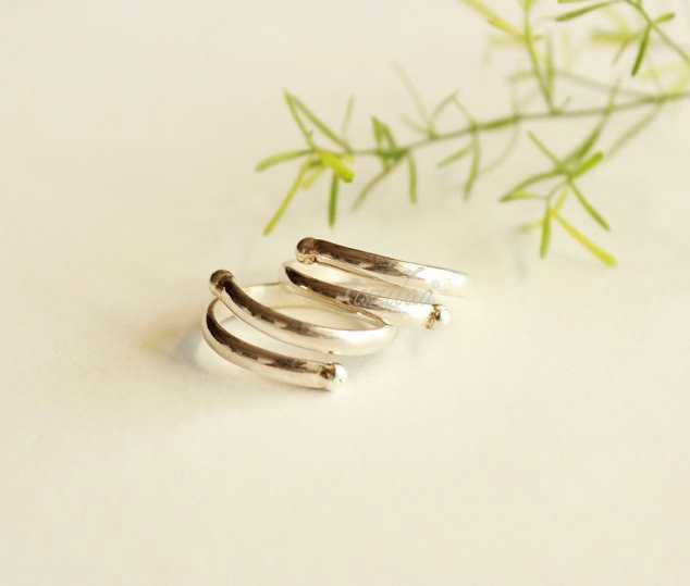 Spiral toe rings adjustable sterling silver artisan handmade
