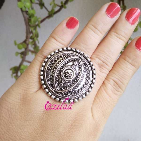 Statement Artisan eye handcrafted Sterling silver ring