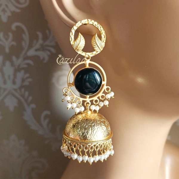 Statement Black Golden Chandelier Earrings At 2450 Azilaa Statement Black Golden Chandelier, Black And Gold Long Chandelier Earrings