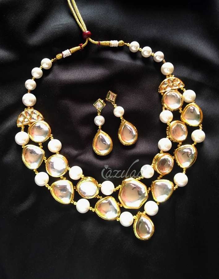 Statement Designer bib pearl kundan necklace set
