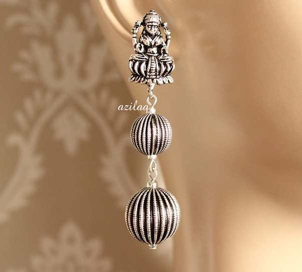 Statement Laxmi antique silver plated earrings