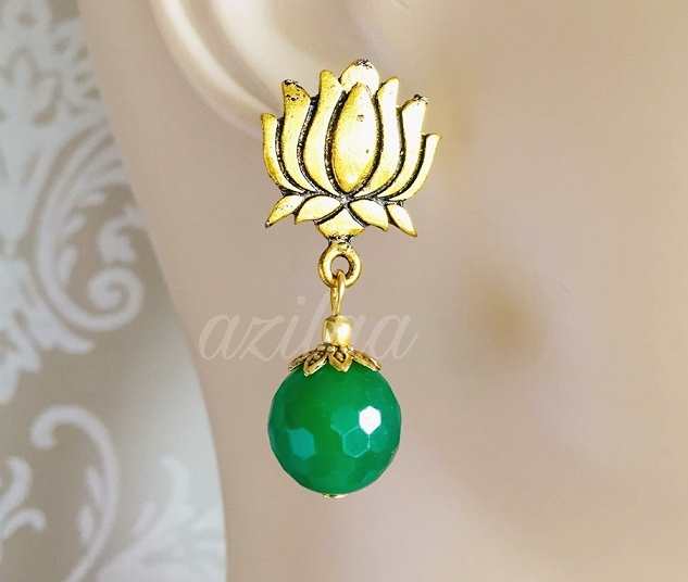 Statement Layered lotus designer handmade necklace earring set