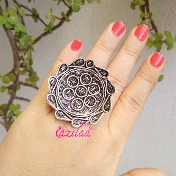 Statement flower Artisan handcrafted Sterling silver ring