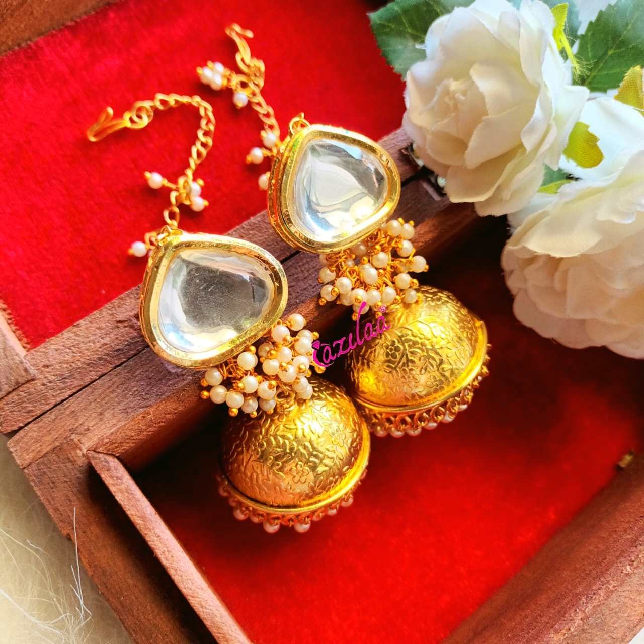 Statement kundan large Jhumki dangler earrings