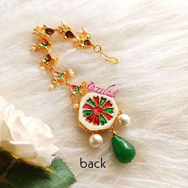 Statement kundan gold tone Maang tikka set