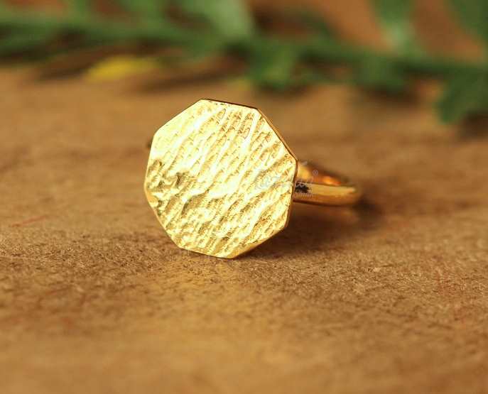 Statement modern 18 Karat yellow gold handmade designer ring