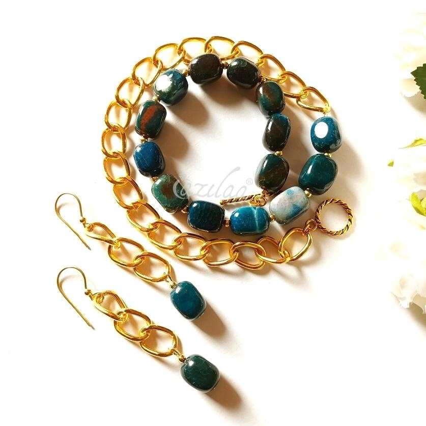 Statement modern chunky gold plated chain link necklace set