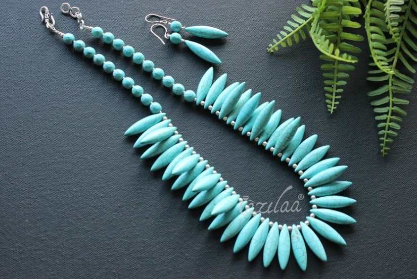 Boho Turquoise Blue Handmade Necklace Set