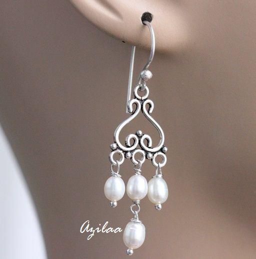 Sterling silver artisan pearl earrings