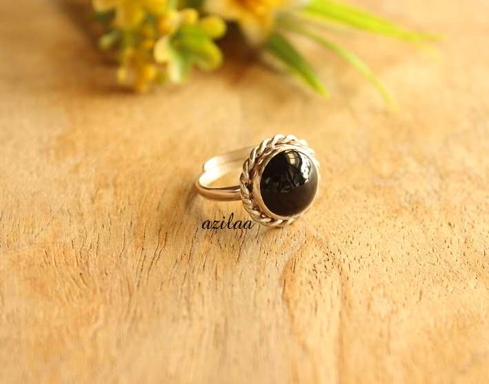 Sterling silver black ONYX adjustable ring stud post earrings 