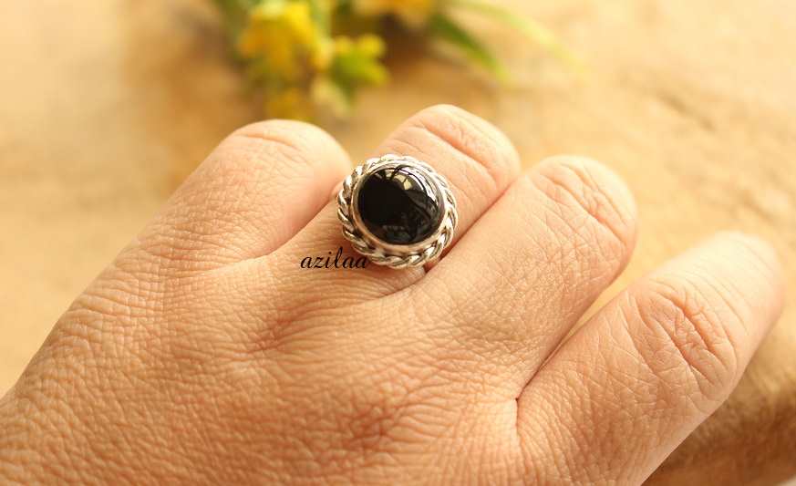 Sterling silver black ONYX adjustable ring stud post earrings 