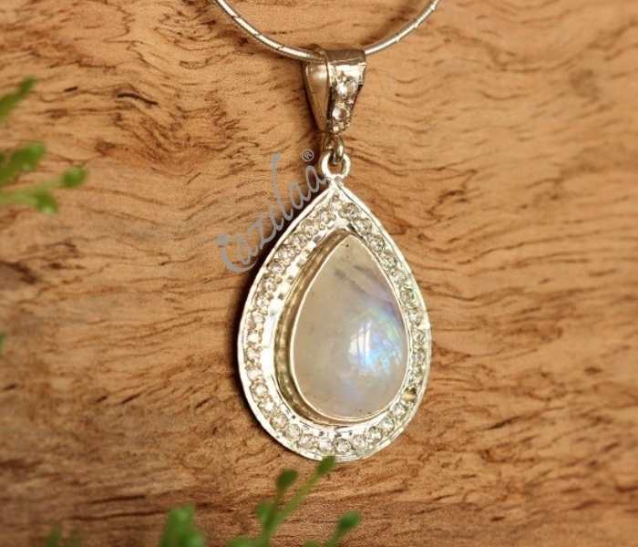 Sterling silver rainbow moonstone handmade Pendant