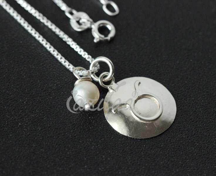 Taurus Zodiac Sterling silver pearl charm Pendant