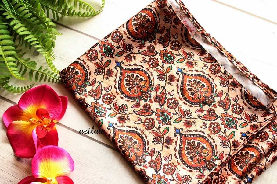 Traditional brown silky satin scarf