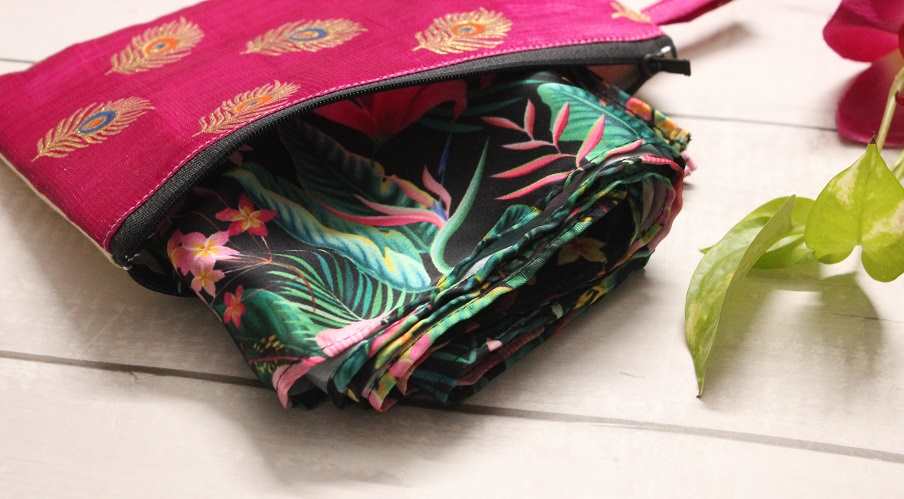 Tropical forest green satin scarf