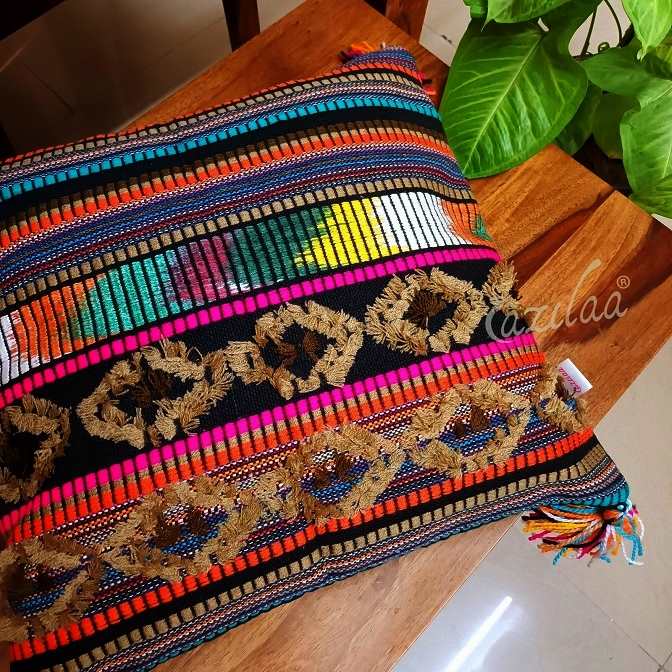 Vibrant multi geometric handloom handmade cushion cover 01