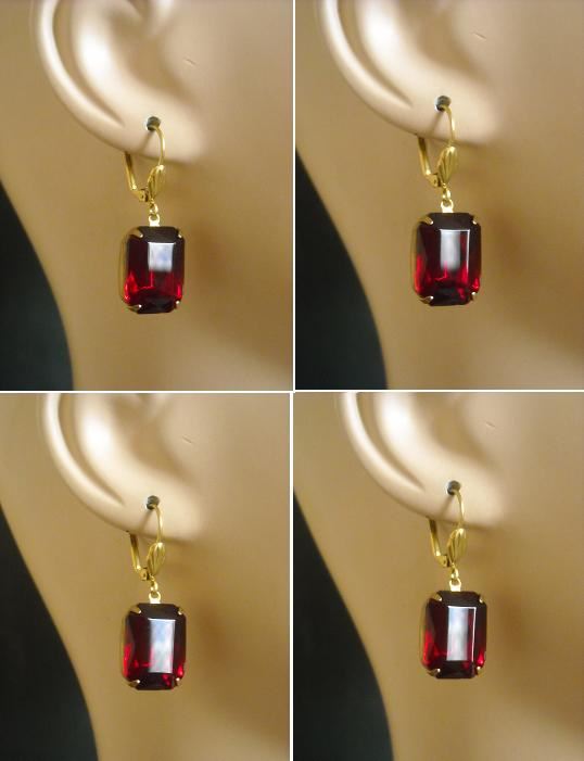 Vintage Garnet dark red Jewel Earrings