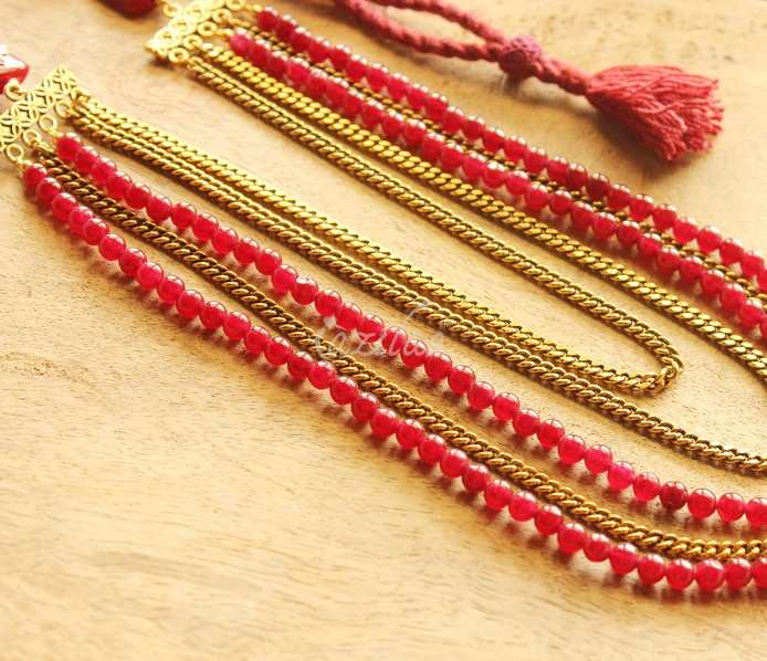 Wedding groom maroon beaded necklace, layered necklace