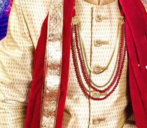 Wedding groom maroon beaded necklace, layered necklace