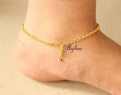 White pearl Bead gold  plated chain handmade Anklet