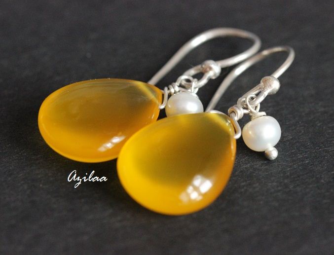 Yellow chalcedony sterling silver Gemstone Earrings