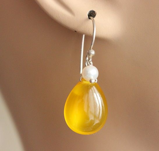 Yellow chalcedony sterling silver Gemstone Earrings