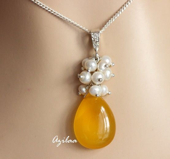 Yellow chalcedony sterling silver Gemstone Pendant