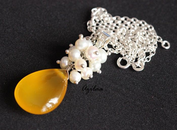 Yellow chalcedony sterling silver Gemstone Pendant