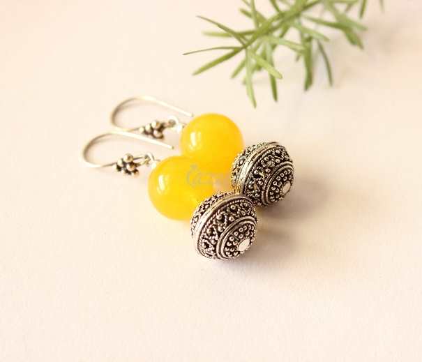 Yellow gemstone beaded handmade necklace set