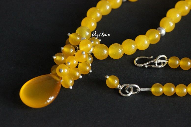 Yummy Candy Yellow chalcedony sterling silver handmade beaded necklaces set