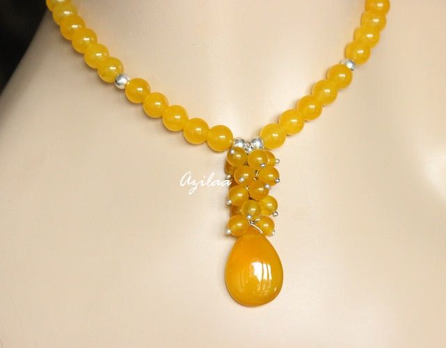 Yummy Candy Yellow chalcedony sterling silver handmade beaded necklaces set