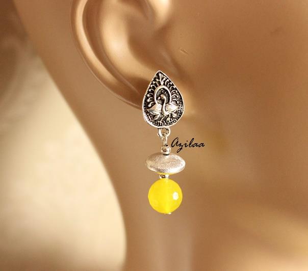 bright yellow Ganesha handmade Gemstone Necklace earring set